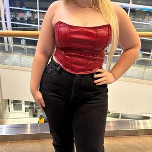 Red corset top alligator print size large